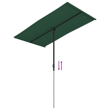 Umbrelă de soare de grădină, stâlp aluminiu, verde, 180x110 cm - Img 6