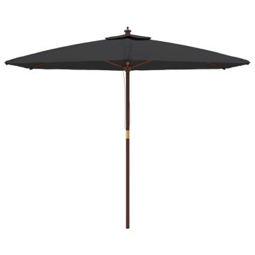 Umbrelă de soare de grădină stâlp din lemn, negru, 299x240 cm - Img 3