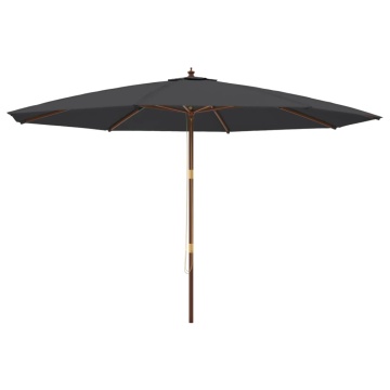 Umbrelă de soare de grădină stâlp din lemn, negru, 400x273 cm - Img 2