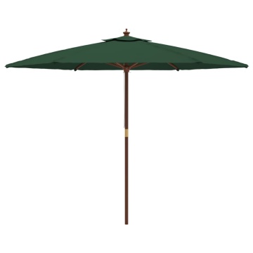 Umbrelă de soare de grădină stâlp din lemn, verde, 299 x 240 cm - Img 4