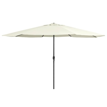 Umbrelă de soare de grădină, stâlp metalic, alb nisipiu 390 cm - Img 1