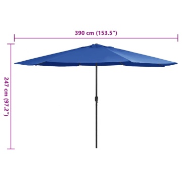 Umbrelă de soare de grădină, stâlp metalic, azuriu, 390 cm - Img 6