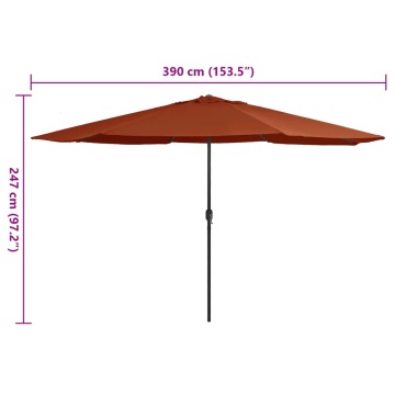 Umbrelă de soare de grădină, stâlp metalic, cărămiziu, 390 cm - Img 6