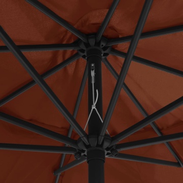 Umbrelă de soare de grădină, stâlp metalic, cărămiziu, 390 cm - Img 7