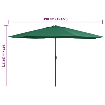 Umbrelă de soare de grădină, stâlp metalic, verde, 390 cm - Img 6