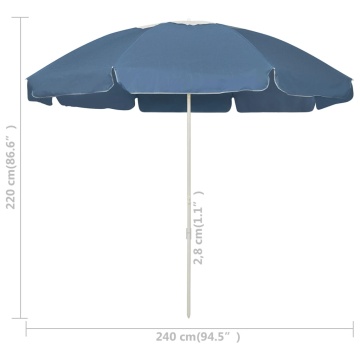 Umbrelă de soare de plajă, albastru, 240 cm - Img 5
