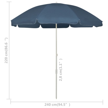 Umbrelă de soare de plajă, albastru, 240 cm - Img 5