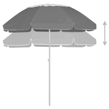 Umbrelă de soare de plajă, antracit, 300 cm - Img 2