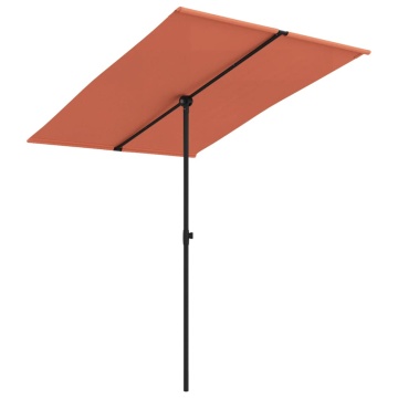 Umbrelă de soare exterior, stâlp aluminiu, cărămiziu, 2x1,5 cm - Img 2