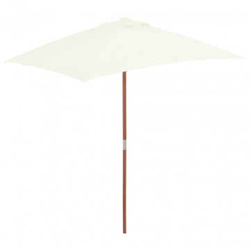 Umbrelă de soare, exterior, stâlp lemn, 150x200 cm, nisipiu - Img 1