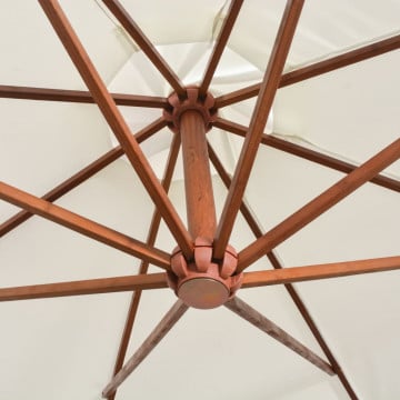 Umbrelă de soare suspendată cu stâlp de lemn, 350 cm, alb - Img 8