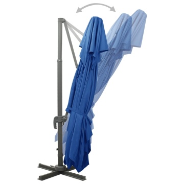 Umbrelă în consolă cu înveliș dublu, albastru azuriu 400x300 cm - Img 8
