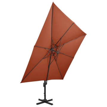 Umbrelă în consolă cu înveliș dublu, cărămiziu, 300x300 cm - Img 3