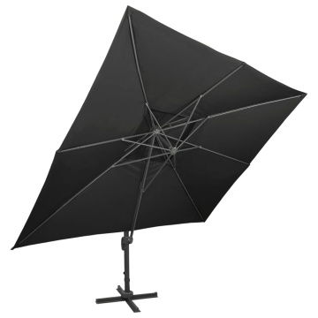 Umbrelă în consolă cu înveliș dublu, negru, 400x300 cm - Img 2