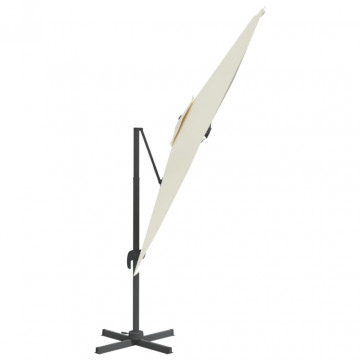 Umbrelă în consolă cu LED, alb nisipiu, 400x300 cm - Img 5