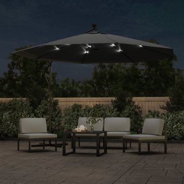 Umbrelă în consolă cu LED și stâlp din metal, antracit, 350 cm - Img 3