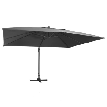 Umbrelă în consolă cu LED stâlp din aluminiu antracit 400x300cm - Img 1