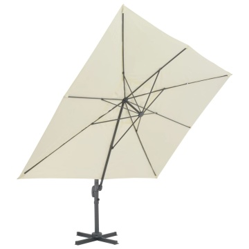 Umbrelă în consolă cu stâlp din aluminiu, nisipiu, 400x300 cm - Img 3