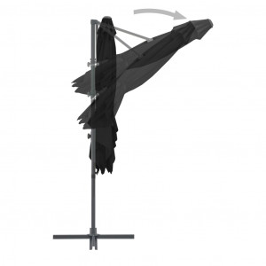 Umbrelă în consolă cu stâlp din oțel, negru, 250x250 cm - Img 5