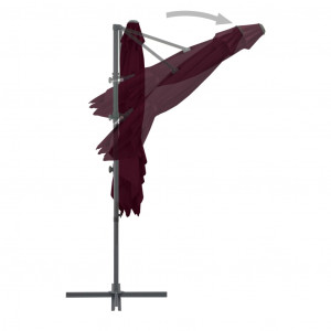 Umbrelă în consolă cu stâlp din oțel, roșu bordo, 250x250 cm - Img 5