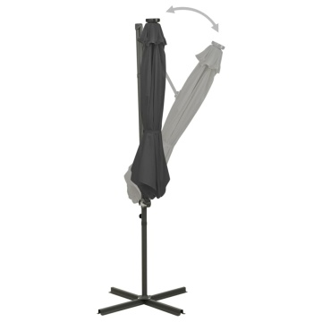 Umbrelă în consolă cu stâlp și LED-uri, antracit, 300 cm - Img 3