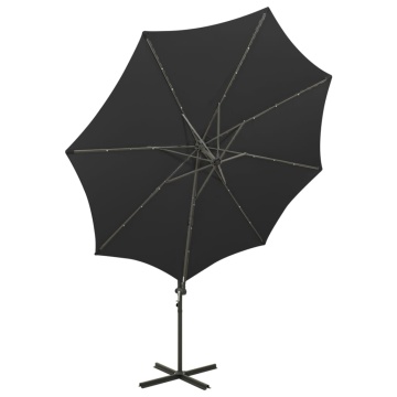 Umbrelă în consolă cu stâlp și LED-uri, negru, 300 cm - Img 4