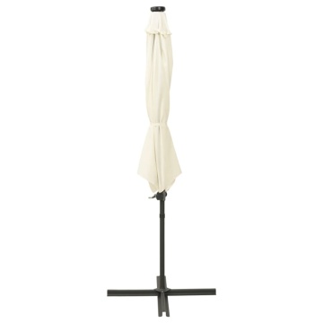Umbrelă în consolă cu stâlp și LED-uri, nisipiu, 300 cm - Img 6