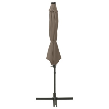 Umbrelă în consolă cu stâlp și LED-uri, taupe, 300 cm - Img 2