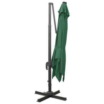Umbrelă în consolă cu stâlp și LED-uri, verde, 300 cm - Img 3