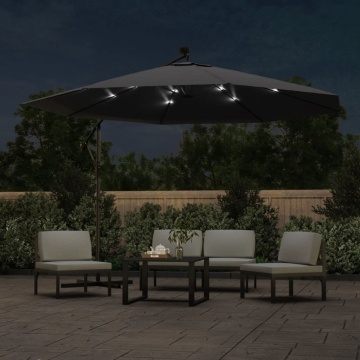 Umbrelă în consolă de grădină cu LED-uri, negru, 350 cm - Img 3
