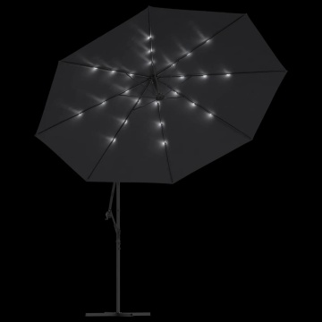 Umbrelă în consolă de grădină cu LED-uri, negru, 350 cm - Img 5