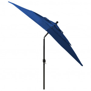 Umbrelă soare 3 niveluri, stâlp de aluminiu, azuriu, 2,5x2,5 m - Img 8
