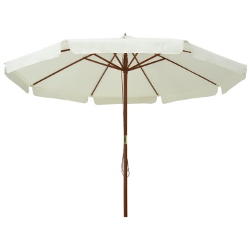 Umbrelă soare de exterior, stâlp din lemn, alb nisipiu, 330 cm - Img 2