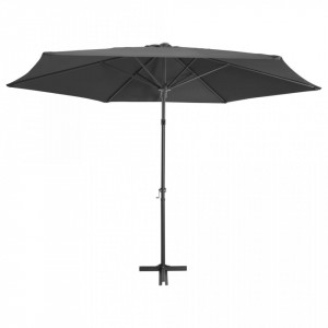 Umbrelă soare de exterior, stâlp din oțel, antracit, 300x250 cm - Img 3