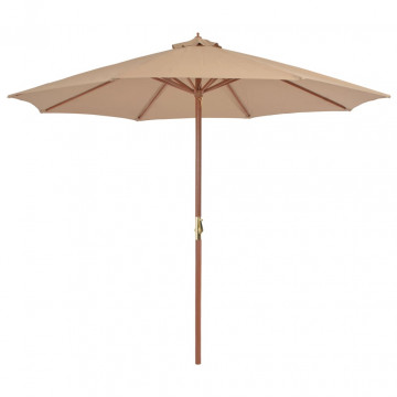 Umbrelă soare de exterior, stâlp metalic, 300 cm, gri taupe - Img 1