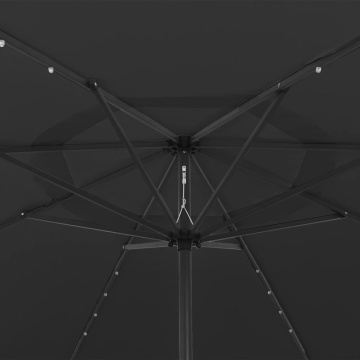 Umbrelă soare de grădină cu LED-uri, negru, 400 cm - Img 4