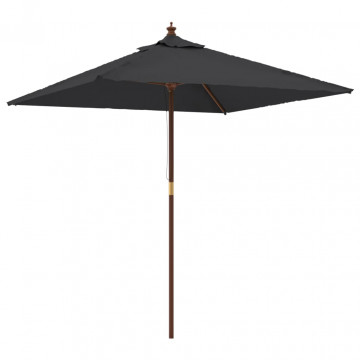 Umbrelă soare de grădină stâlp din lemn negru 198x198x231 cm - Img 2