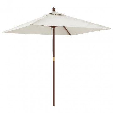 Umbrelă soare de grădină stâlp din lemn nisipiu 198x198x231 cm - Img 2