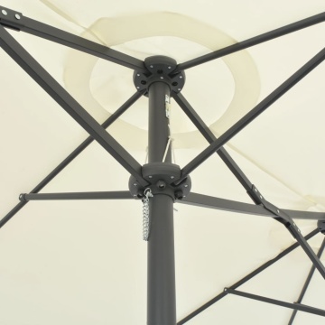 Umbrelă soare exterior, stâlp aluminiu, nisipiu, 460 x 270 cm - Img 7
