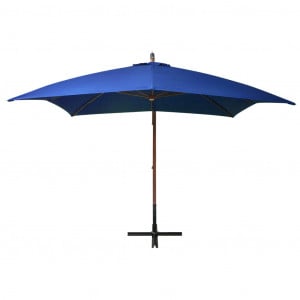 Umbrelă suspendată cu stâlp, albastru azuriu, 3x3 m, lemn brad - Img 3