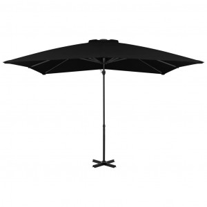 Umbrelă suspendată cu stâlp din aluminiu, negru, 250x250 cm - Img 3