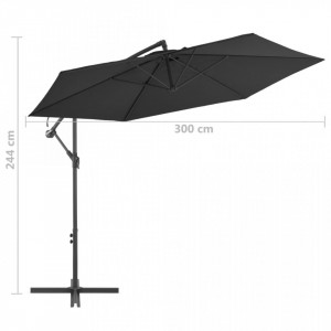 Umbrelă suspendată cu stâlp din aluminiu, negru, 300 cm - Img 7