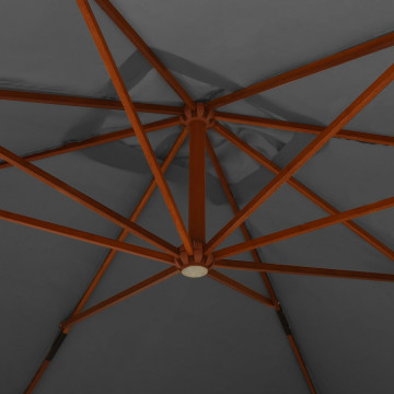 Umbrelă suspendată cu stâlp din lemn, antracit, 400x300 cm - Img 8