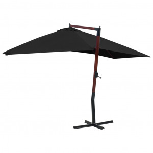 Umbrelă suspendată cu stâlp din lemn, negru, 400 x 300 cm - Img 4
