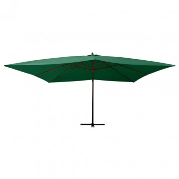 Umbrelă suspendată cu stâlp din lemn, verde, 400x300 cm - Img 2