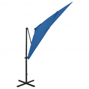 Umbrelă suspendată cu stâlp și LED-uri, albastru azuriu, 250 cm - Img 3