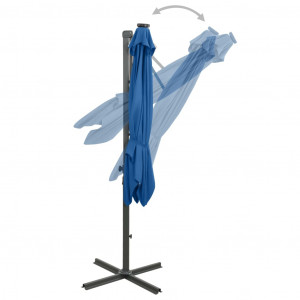 Umbrelă suspendată cu stâlp și LED-uri, albastru azuriu, 250 cm - Img 6
