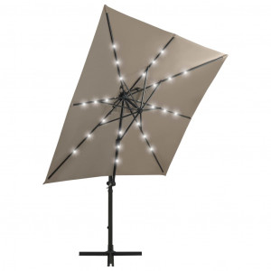 Umbrelă suspendată cu stâlp și LED-uri, gri taupe, 250 cm - Img 4