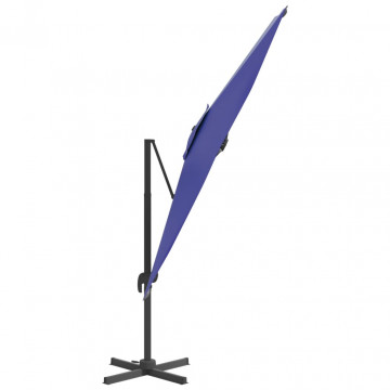 Umbrelă suspendată, stâlp aluminiu, albastru azuriu, 400x300 cm - Img 3