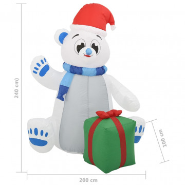 Urs polar gonflabil de Crăciun cu LED, 2,4 m, interior/exterior - Img 6